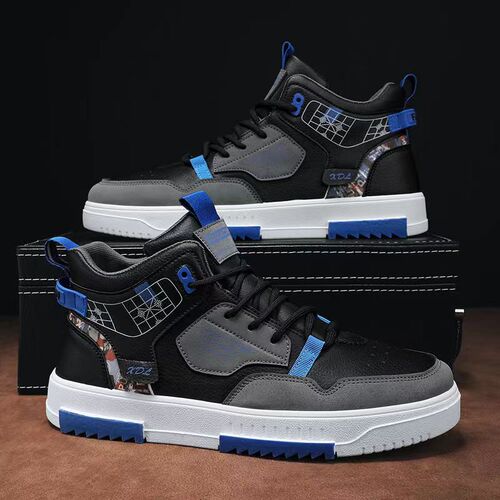 Men's skateboard shoes 2024 spring new fashion trend versatile youth sports high-top casual student skateboard shoes