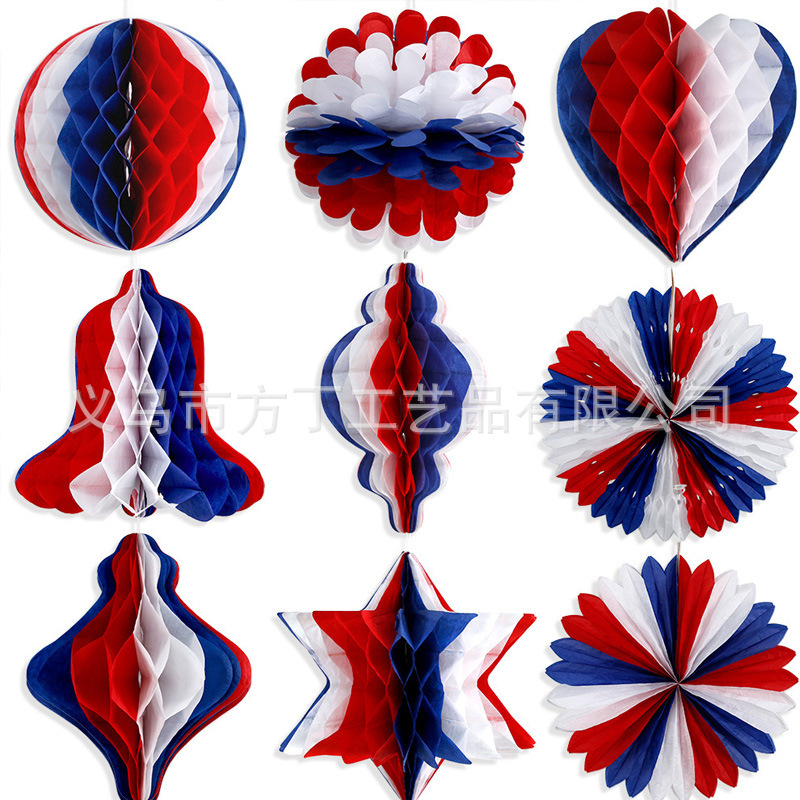 American Independence Day Decoration Honeycomb Paper Ball Ornaments Holiday Party Decorations Red, White, and Blue Hanging Decorations American Independence Day Decoration Honeycomb Paper Ball Ornaments Holiday Party Decorations Red, White, and Blue Hanging Decorations