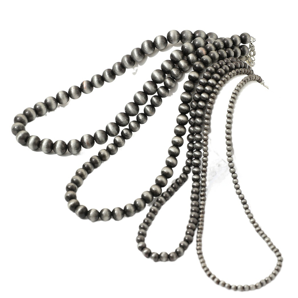 Western Denim Style Simple Beaded Multi-Piece suit Navajo Pearl Cowgirl Fashion Necklace 4-Piece Set