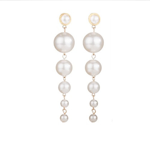 European and American fashion long size artificial pearl earrings exaggerated design personalized high-end vintage pearl earrings