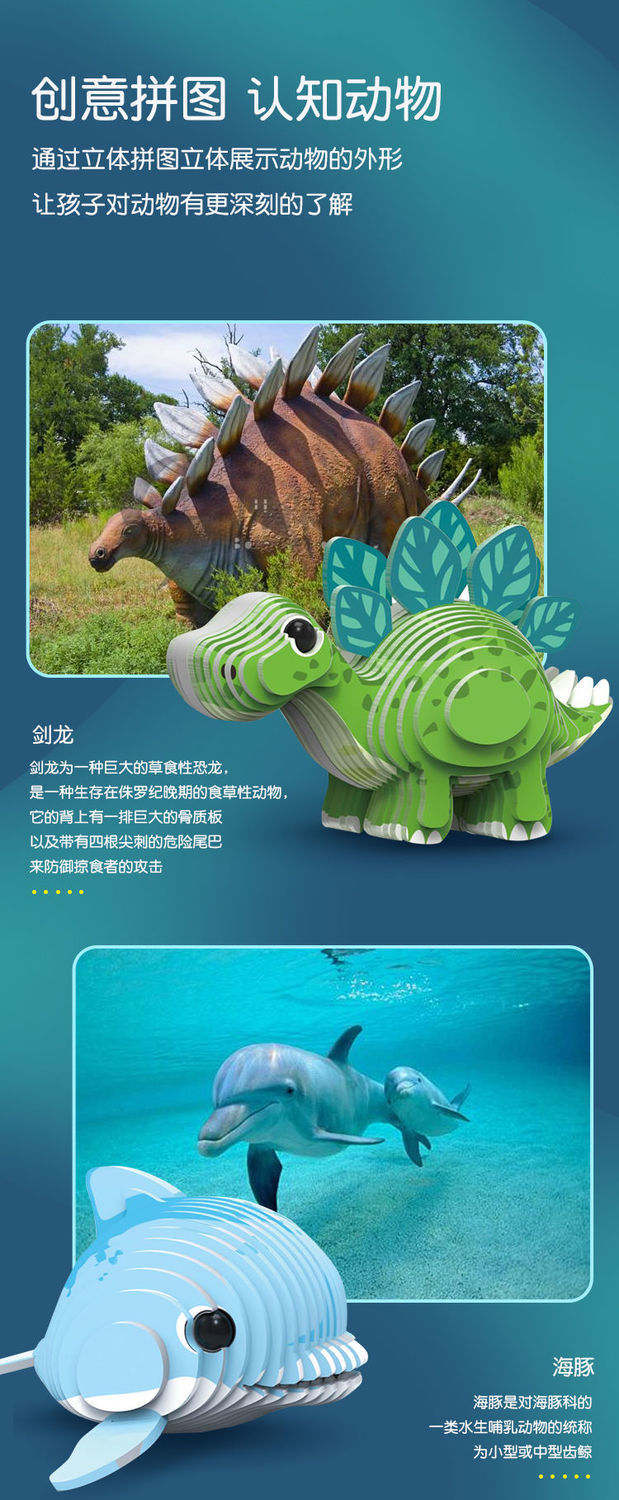 Kinder 3D Puzzle Kindergarten Tier Puzzle Intelligenz Frühe Bildung Spielzeug Dinosaurier Tier Modell Papier 3-4-5-6 Jahre alt – Detail 5