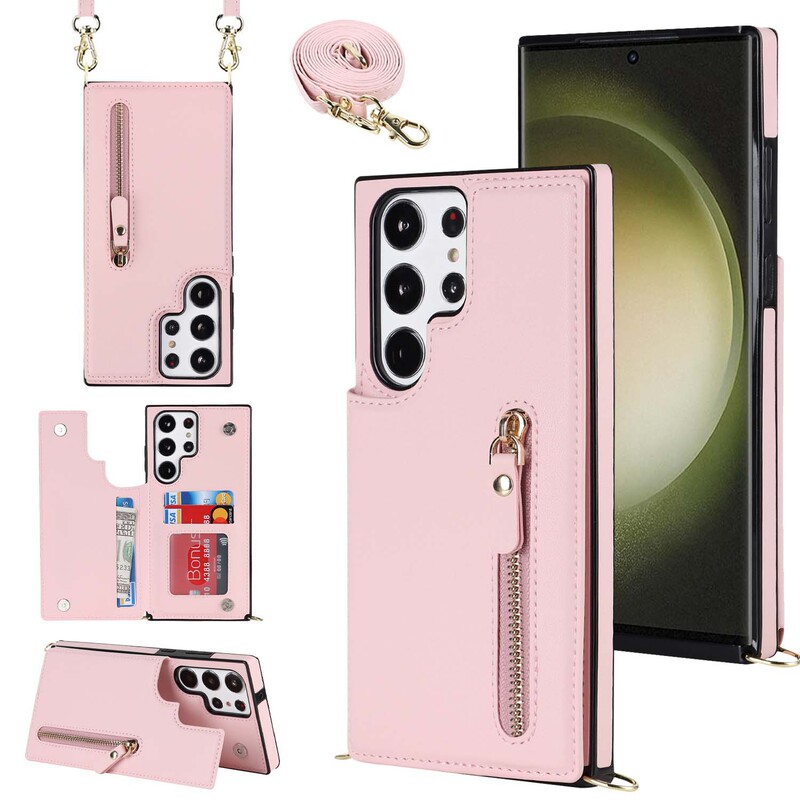S24 Samsung S23 Zipper S21 S20 Double Buckle Crossbody S10 Phone Case Note20 Card Case S9