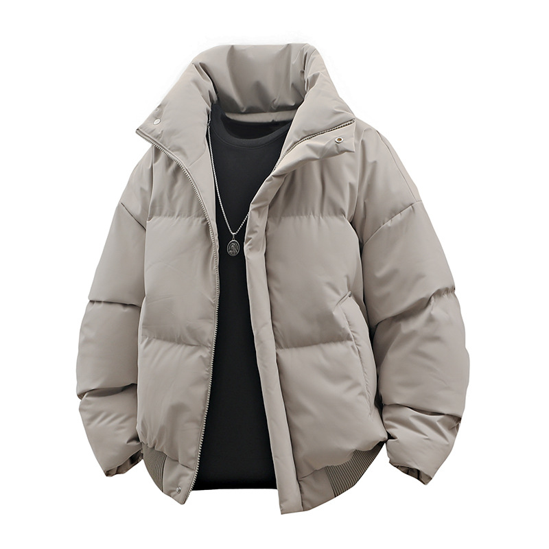 Tendencia transfronteriza de pluma de algodón hombre invierno nuevo chaqueta de algodón cálido grueso de invierno de cuello vertical de hombre chaqueta de algodón versátil
