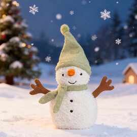 麦迪绿围巾雪人毛绒公仔玩具可爱玩偶布娃娃娃娃机礼品跨境