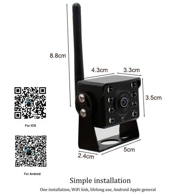 Wifi Wireless Reversing Camera 12V-36V High-Definition Infrared Night Vision Rear View Image for Buses, Trucks, and Vehicles