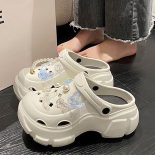 Hole Shoes Women's Summer Thick Sole Outer Wear 2025 New Beach Internet Celebrous Shit-feeling Non-slip Baotou Sandals