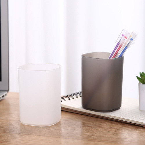 Desktop transparent round pen holder wholesale plastic storage stationery box multi-kinetic pen holder student pen holder storage box