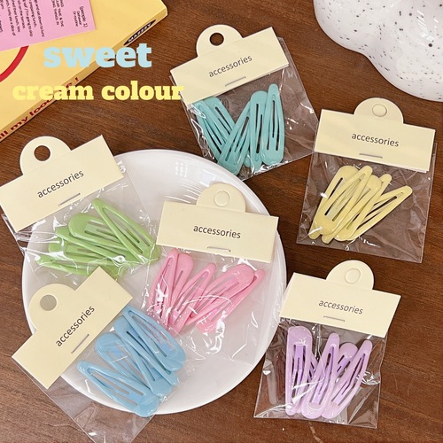 Ins-style sweet and cute hair accessories in candy color series, female hair clip that does not damage hair, side clip, Korean student BB clip, bagged