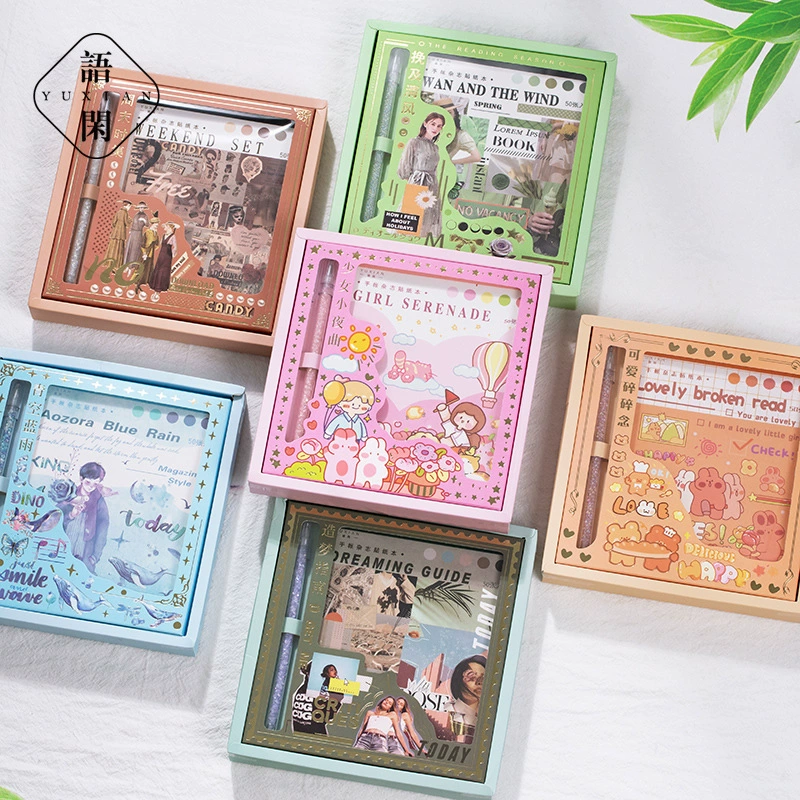 Ручной счет Журнал серия разделочных ножей язык холостой и бумажные наклейки костюм ручная роспись мультяшный материал декоративные наклейки 14 вариантов