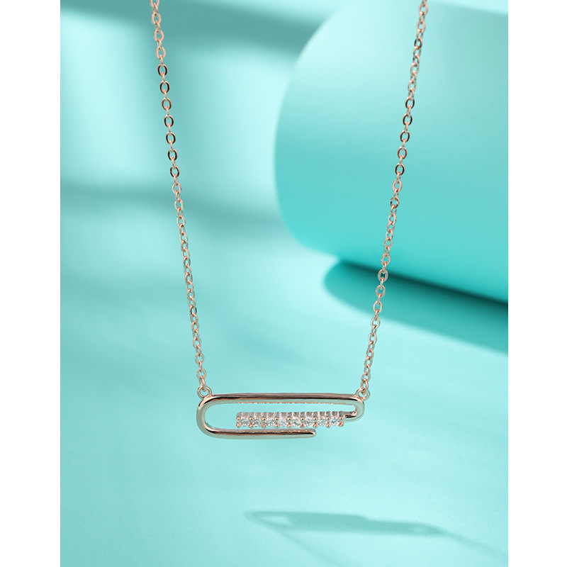 925 plata esterlina collar de alfiler geométrico para mujeres lujo ligero nicho de diseño clavícula de alta sensación 2024 nuevo collar