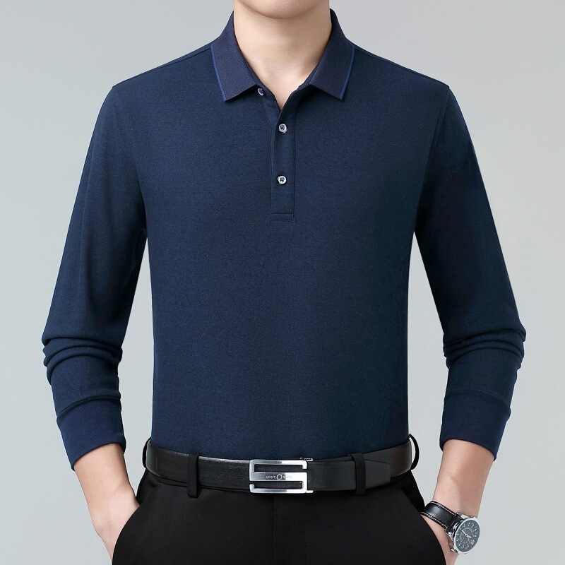 Counter Men's Pure Cotton T-Shirt Long-Sleeved 2025 New Casual Loose Men's Polo Shirt No-Iron Lapel Men's T-Shirt Counter Men's Pure Cotton T-Shirt Long-Sleeved 2025 New Casual Loose Men's Polo Shirt No-Iron Lapel Men's T-Shirt