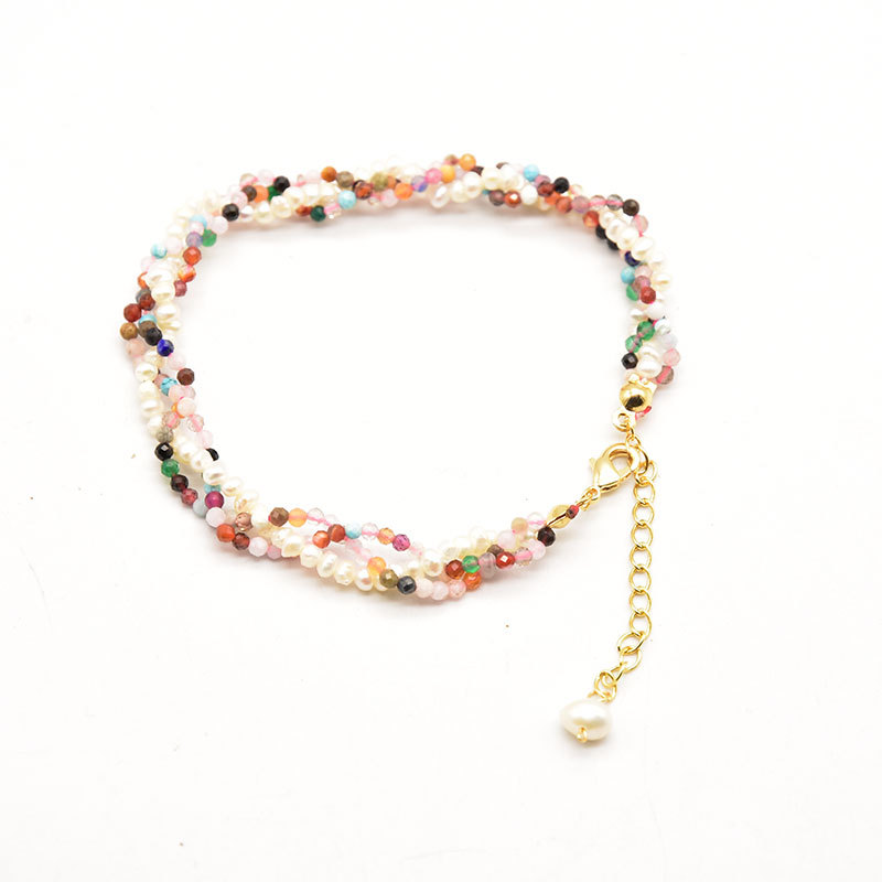 XlentAg pulsera de perlas naturales coreana retro colorido estilo oriental pastoral multicapa pulsera tejida a mano mujer