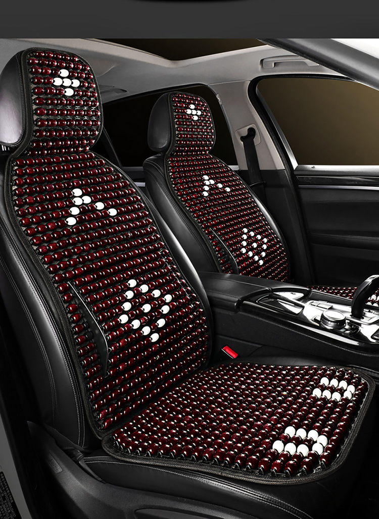 2025 New Summer Wooden Bead Car Seat Cushion with Lumbar Support, Single Seat Car Pad, Breathable Summer Car Cooling Pad
