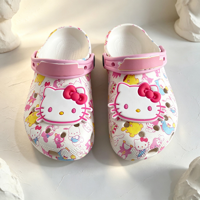 New Kt Cat Clogs, Summer Breathable Non-Slip Closed-Toe Flat Sandals for Girls, Suitable for Older Children, Wholesale Available New Kt Cat Clogs, Summer Breathable Non-Slip Closed-Toe Flat Sandals for Girls, Suitable for Older Children, Wholesale Available