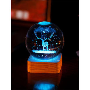 Graduation Day Gift Glowing Crystal Ball Elk Bedroom Ornament for Men to Give to Girlfriends and Best Friends Children's Day Gift