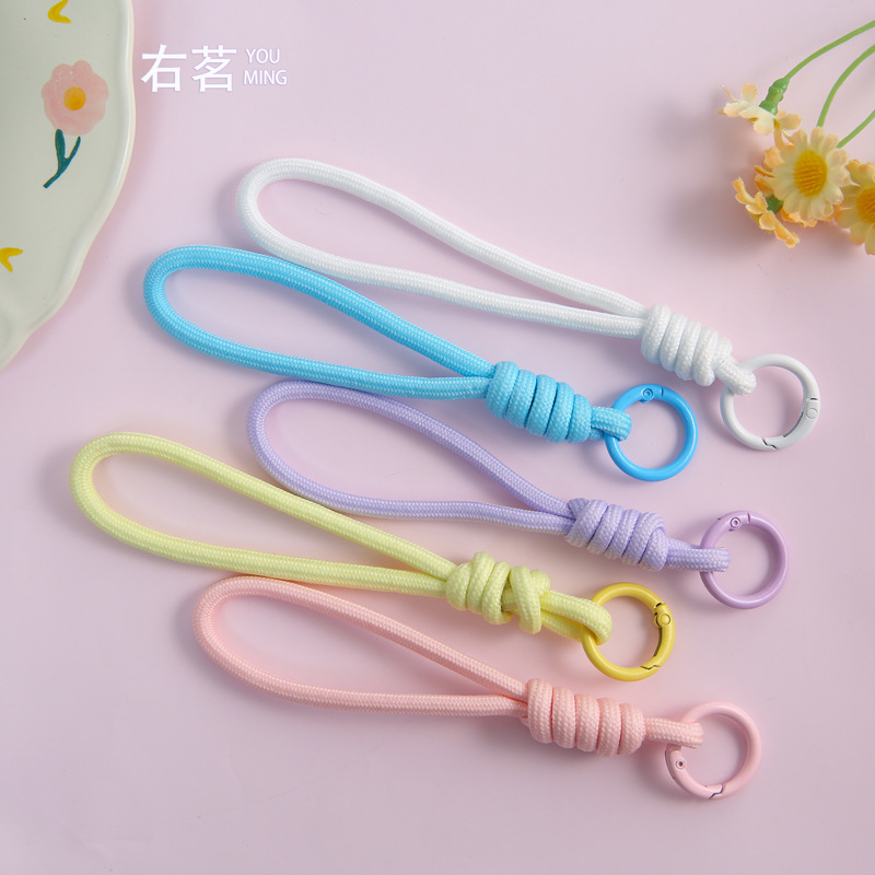 New Colorful Braided Mobile Phone Lanyard Keychain DIY Handmade Accessories Doll Lanyard Removable Material Wholesale