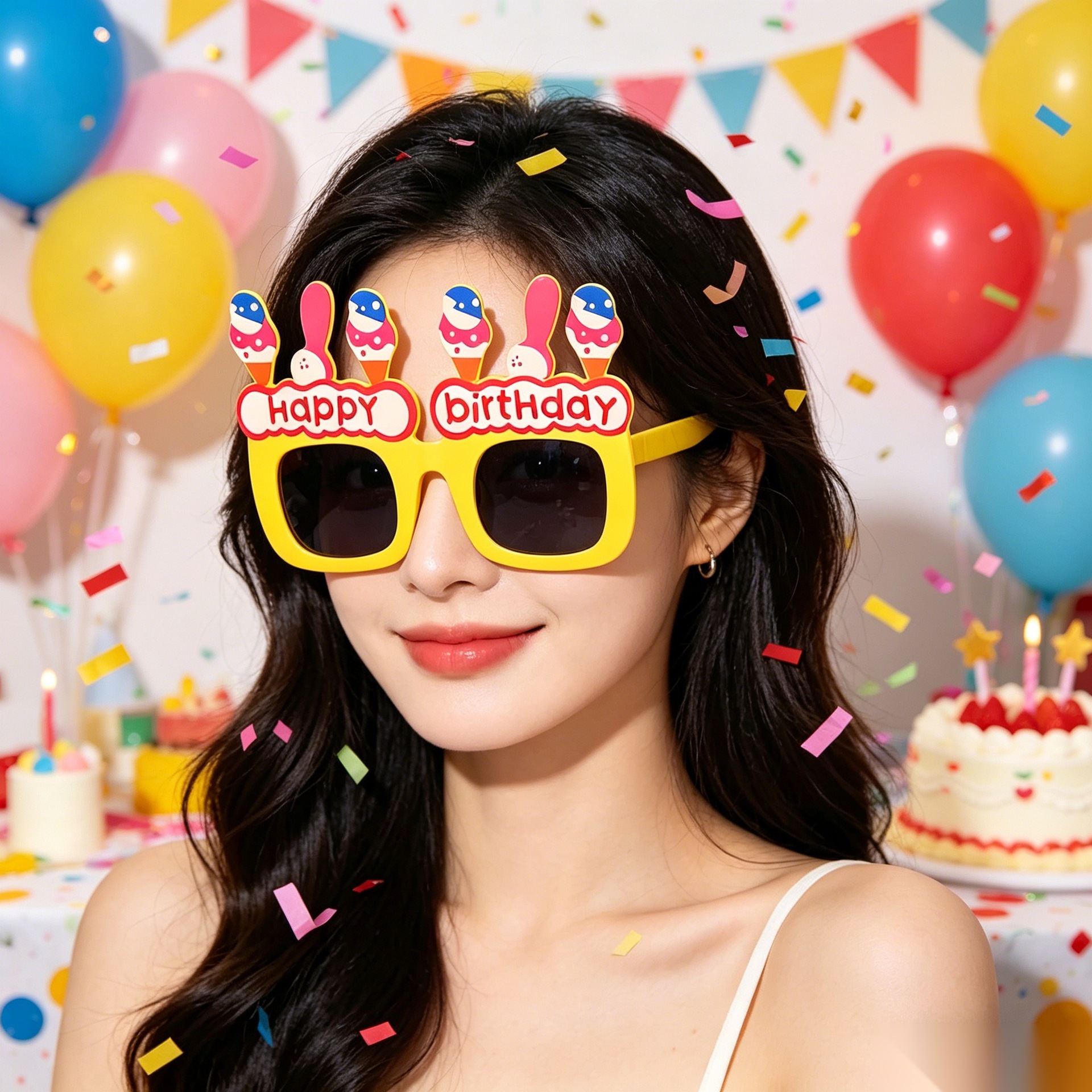 Cumpleaños temático fiesta gafas extrañas feliz cumpleaños pastel vela gafas de diseño de cumpleaños accesorios de fotos