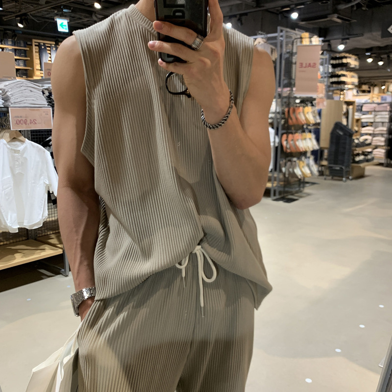 American sports vest men's sleeveless T-shirt suit fashion brand fitness summer waistcoat Ruan handsome training muscle-showing undershirt