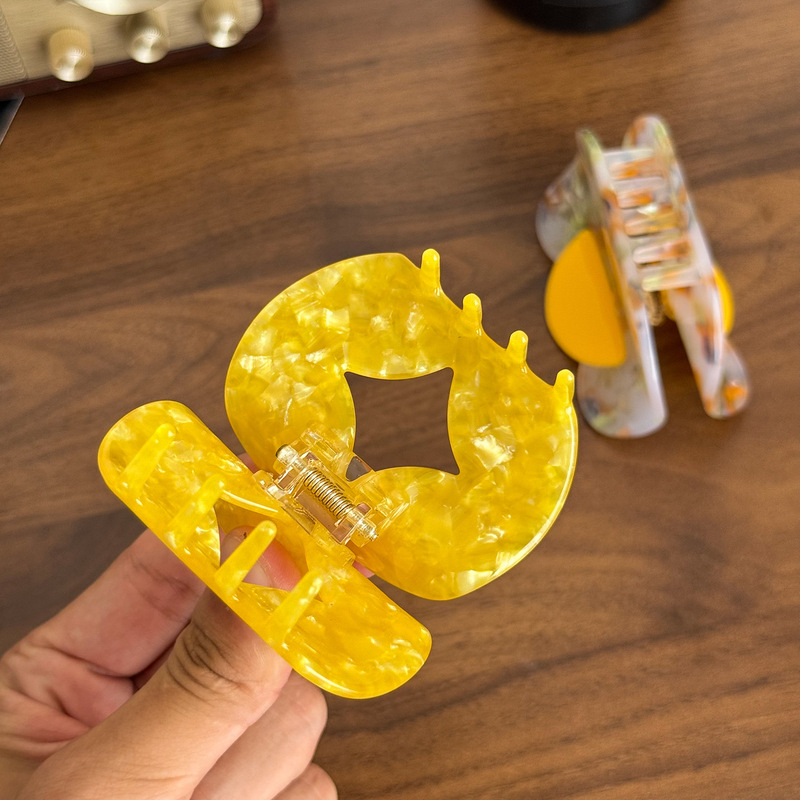 招财元宝铜钱抓夹高级感醋酸拼接发夹后脑勺盘发夹子鲨鱼夹发饰|undefined