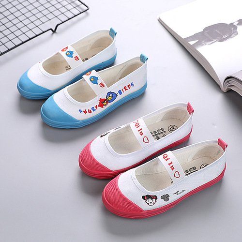 2024 New Boys and Girls Dance Canvas Shoes Comfortable Children's Student Shoes Slip-On White Shoes Manufacturer Wholesale