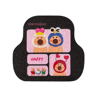 Avtomobil döşəmə paspasları — floor mat - black-braided-pepper-bear-wire-circle-foot-pad-after-1-64548cm-front-silk-circle