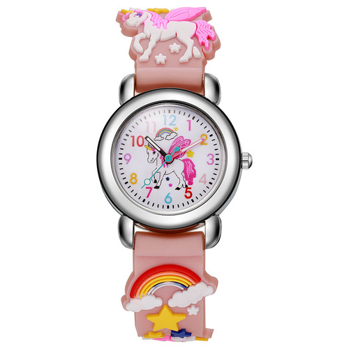 Cross-border cartoon children's sports water-resistant silicone 3D stereoscopic pointer electronic watch for students, cute quartz watch