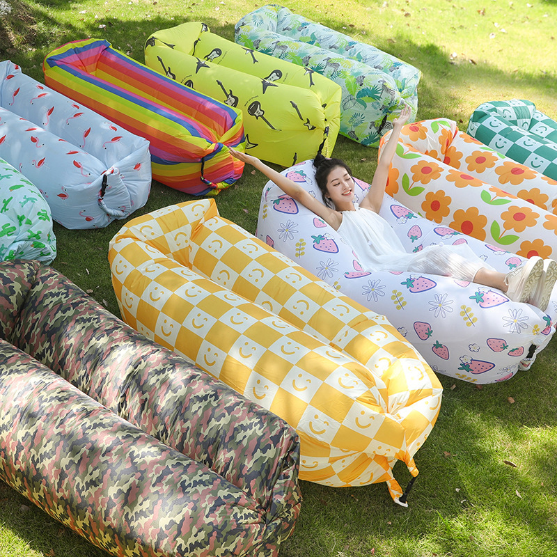 Factory Pillow Inflatable Sofa in stock Outdoor Portable Lazy Air Sofa Foldable Inflatable Bed Sleeping Bag