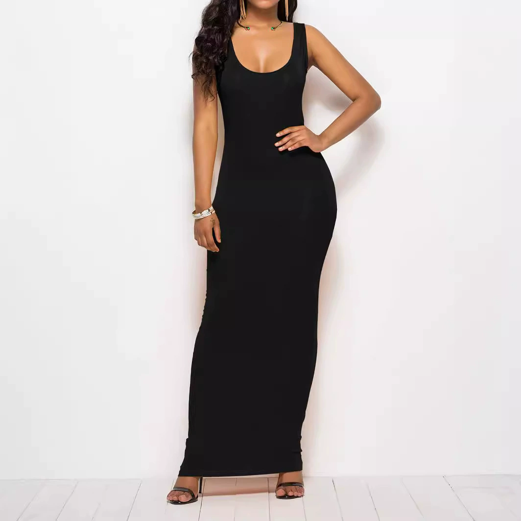 3141 европейские и американские трансграничные Amazon AliExpress Женская элегантная сексуальная жилет длинное платье модное платье