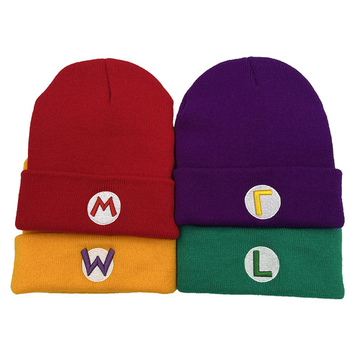 Cross-border Mario cartoon embroidery yarn knitting hat Super Mario men and women autumn and winter warm hat cold hat