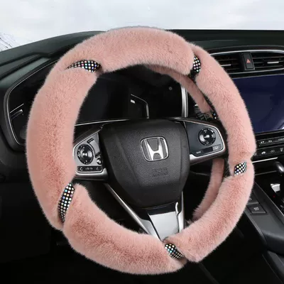 Winter plush steering wheel handle cover plush colorful sequins inlaid diamond handle cover women's net red non-slip warm handle cover