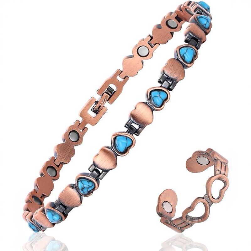 Cross-Border Creative Magnetic Copper Anklet and Lymphatic Drainage Ring Turquoise Magnetic Ankle Protective Bracelet Jewelry