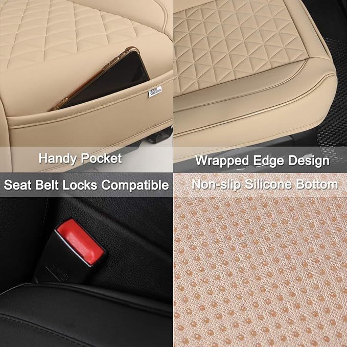 Universal four-season car seat cushion, summer perforated car seat cushion, leather three-piece car seat cushion set
