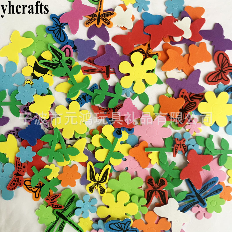 150 unidades primavera flor maceta pétalos de insectos libélula mariposa mariquita pegatinas de espuma pegatinas de pared hecho a mano Amazon