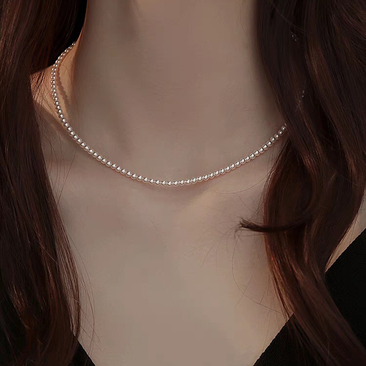full size! Shi Jia baby Pearl Necklace Women's Overlapping Double Clavicle Necklace Extremely Small French Collar