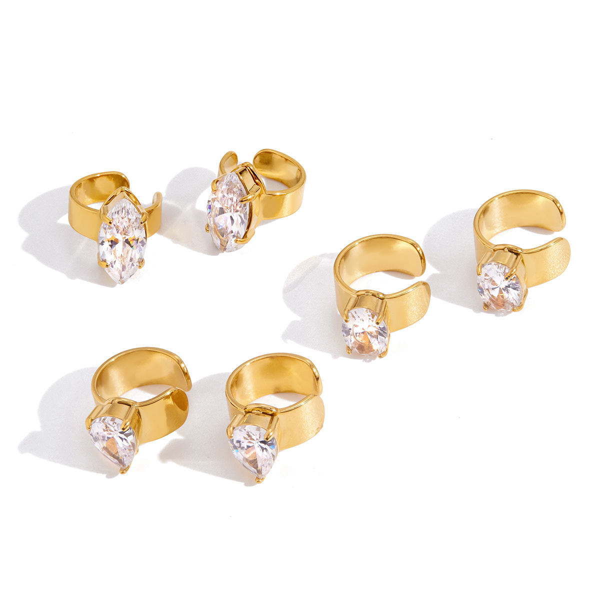 Wanxing europa y americana orejetas de zircón blanco galvanizado de acero inoxidable orejetas ligeras de lujo de alto nivel de diseño de nicho de joyería transfronteriza