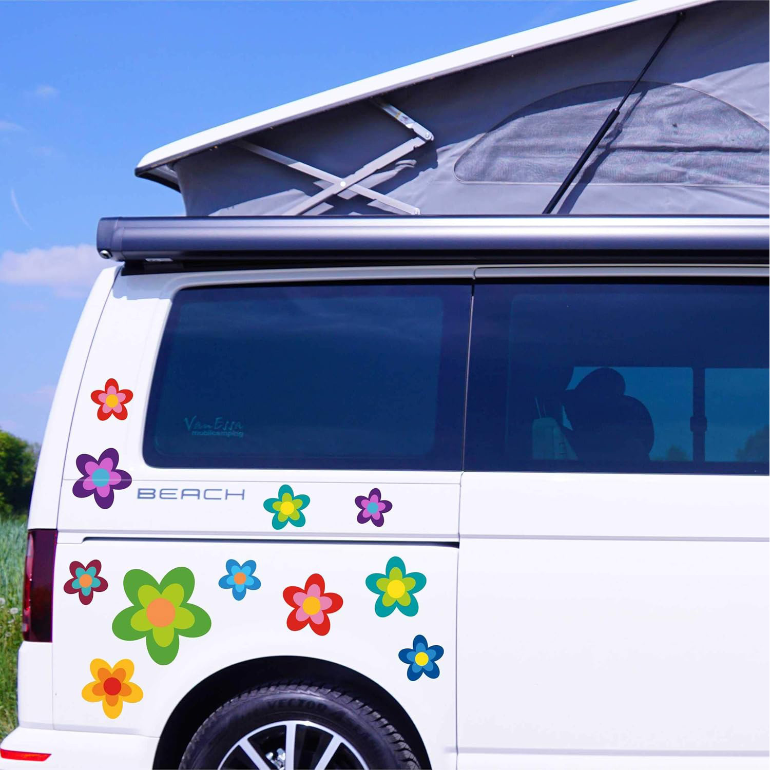 Amazon Auto Flower Power Flower Stickers Verano Sol Hermosas Flores Nuevas Stickers