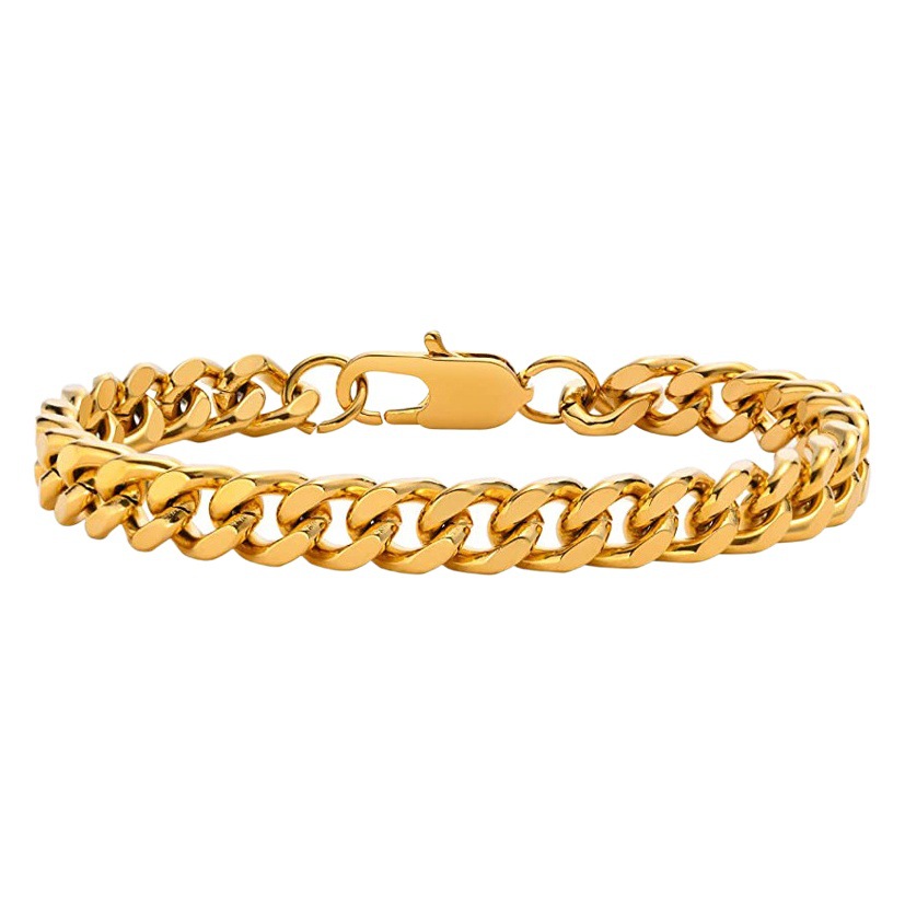 Xinghe de acero inoxidable de cuatro lados de molienda ensanchado audaz hip hop dominante pulsera de acero de titanio cadena cubana personalidad punk amigo masculino