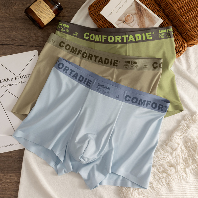 Pantalones íntimas de hombre de estilo de piel antibacteriano entrepierna sin marcas cómodas y transpirables pantalones planos de hombre fuente fábrica al por mayor