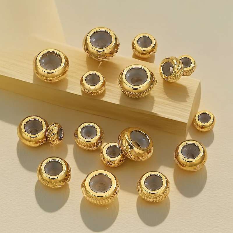 Acero inoxidable ajustable de silicona mano collar de cuentas sueltas joyas de pulsera de oro DIY color retainer joyas al por mayor