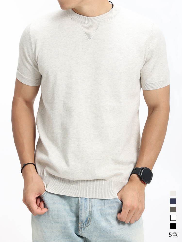 Cross-border hombre cuello redondo simple camiseta de seda de hielo hombre mangas cortas 2026 nuevo verano de alta sensación camiseta de hombre