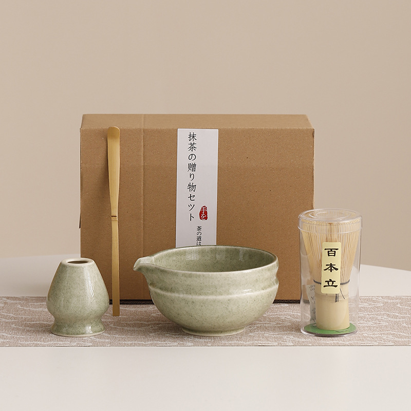 抹茶窑变4件套百本立茶筅立组合点茶抹茶打茶器工具套装创意|undefined
