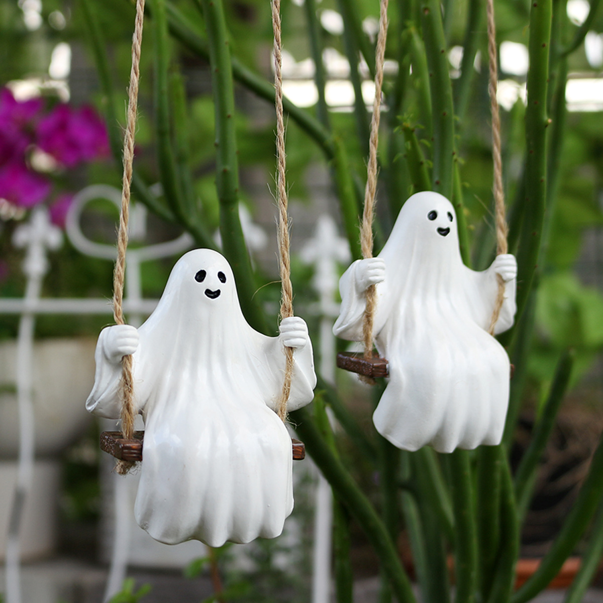  New White Ghost Swing Pendant Courtyard Decoration White Ghost Garden Pendant Swing Set Two Pieces Available