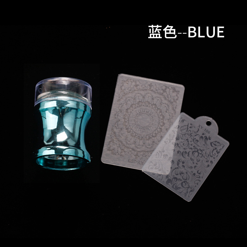 Nuevos productos transfronterizos sello de silicona de manicura galvanizado cabeza de impresión transparente grande 3.8cm con cubierta DIY herramienta de impresión