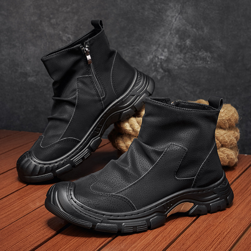 Botas Martin de Caña Alta para Hombre de Cuero Sintético y PVC Transpirable Ligero Elevado