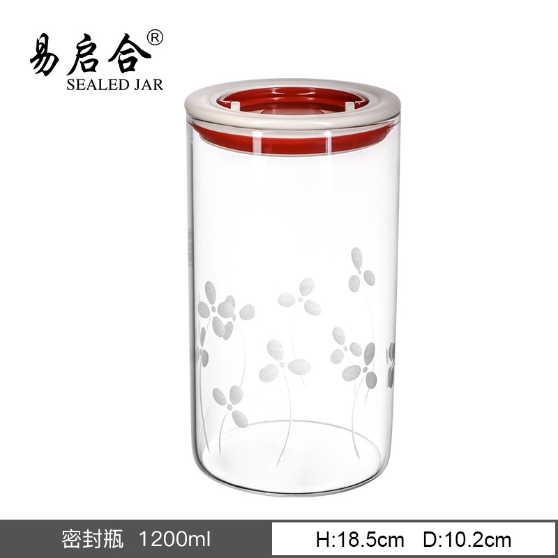Tanque de sellado de vidrio de alta borosilicona de grado alimenticio a prueba de humedad a prueba de insectos, alta resistencia a la temperatura y gran capacidad opcional