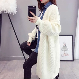 All-Match Lazy Style Knitted Cardigan Women's Loose Korean Style Autumn and Winter New Twist Mid-Length Harajuku Sweater Coat for Women