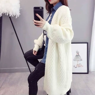 百搭慵懒风针织开衫女宽松韩版秋冬新款麻花中长款原宿毛衣外套女