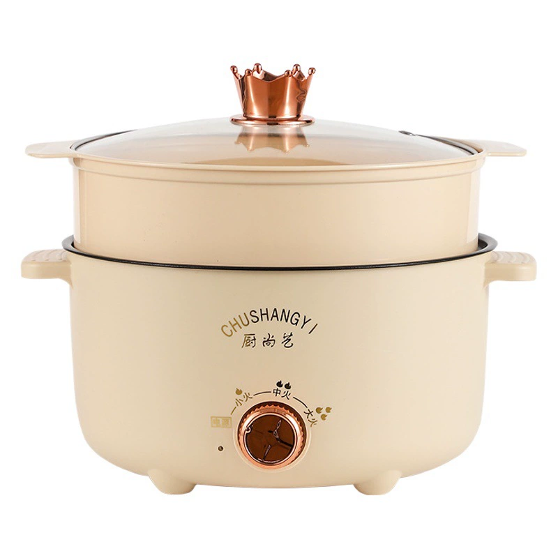 Электрическая кастрюля для домашнего использования, со встроенной пароваркой, антипригарное покрытие, для приготовления пищи студентами, электрическая кастрюля большой емкости, небольшой кухонный прибор, паровая кастрюля.