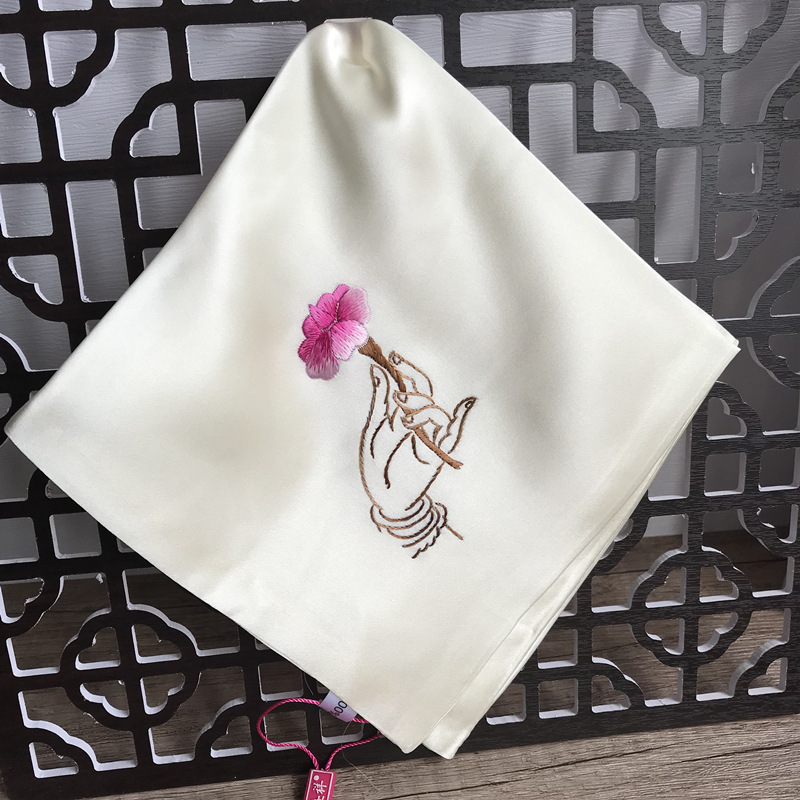 高档礼品 苏绣桑蚕丝手帕双层真丝 手工绣花手帕-阿里巴巴
