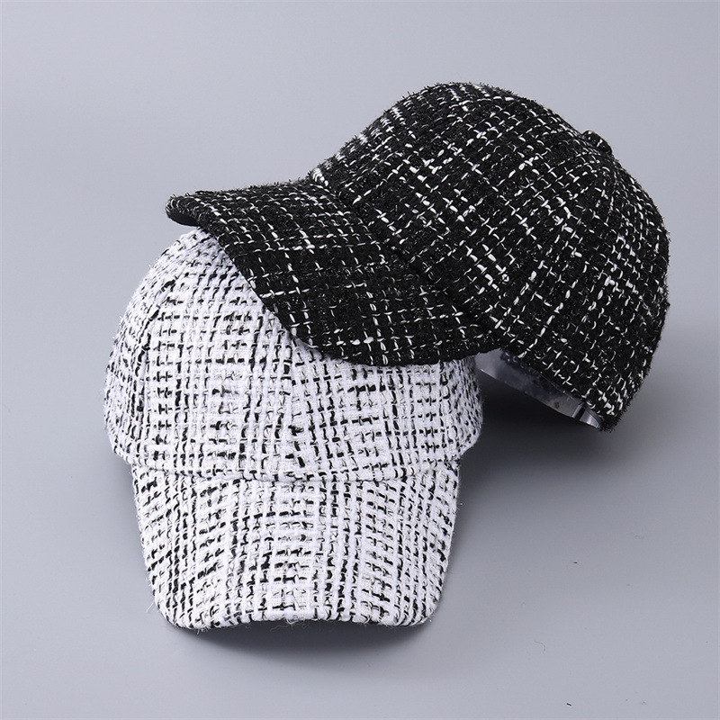 Baseball Damen Frühling und Herbst Mode Tausend Vogel Checker kleine Pailletten Temperament Stil Entenzunge Hut_voghion.com